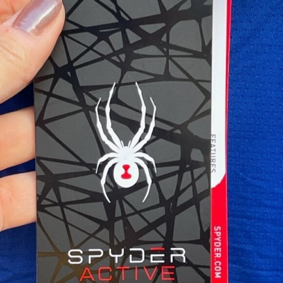 Spyder NWT Shirt Men's Mock Neck Long Sleeve Active Pro Web Blue Stretch Sz Lrg - Picture 10 of 16